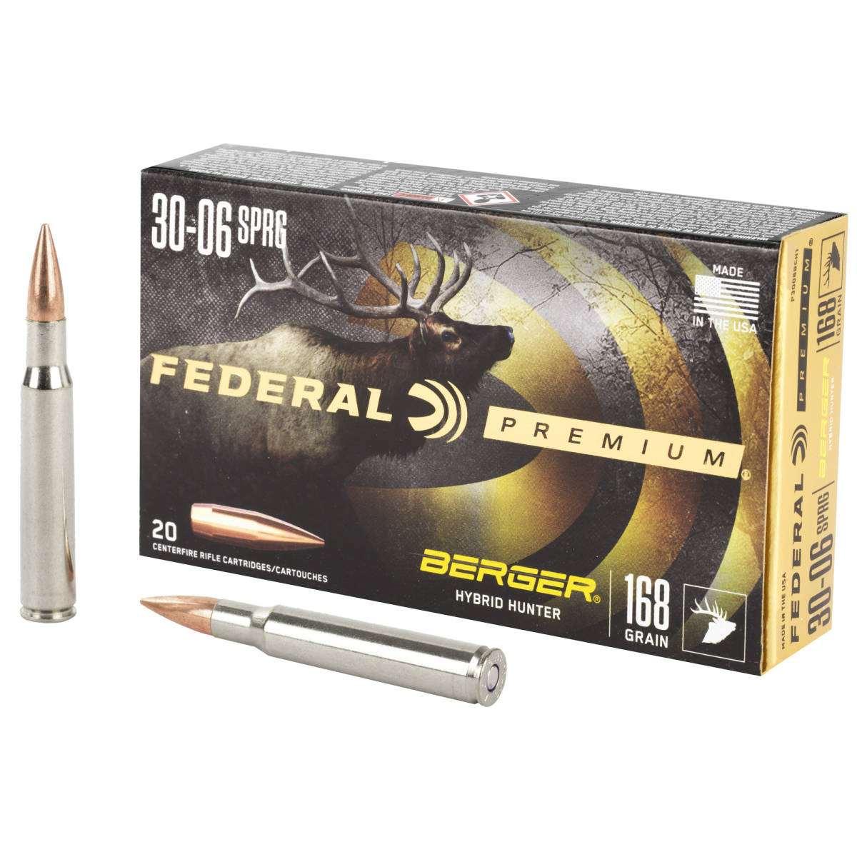 Federal P3006BCH1 Premium 30-06Springfield 168gr Berger Hybrid Hunter 20-img-0