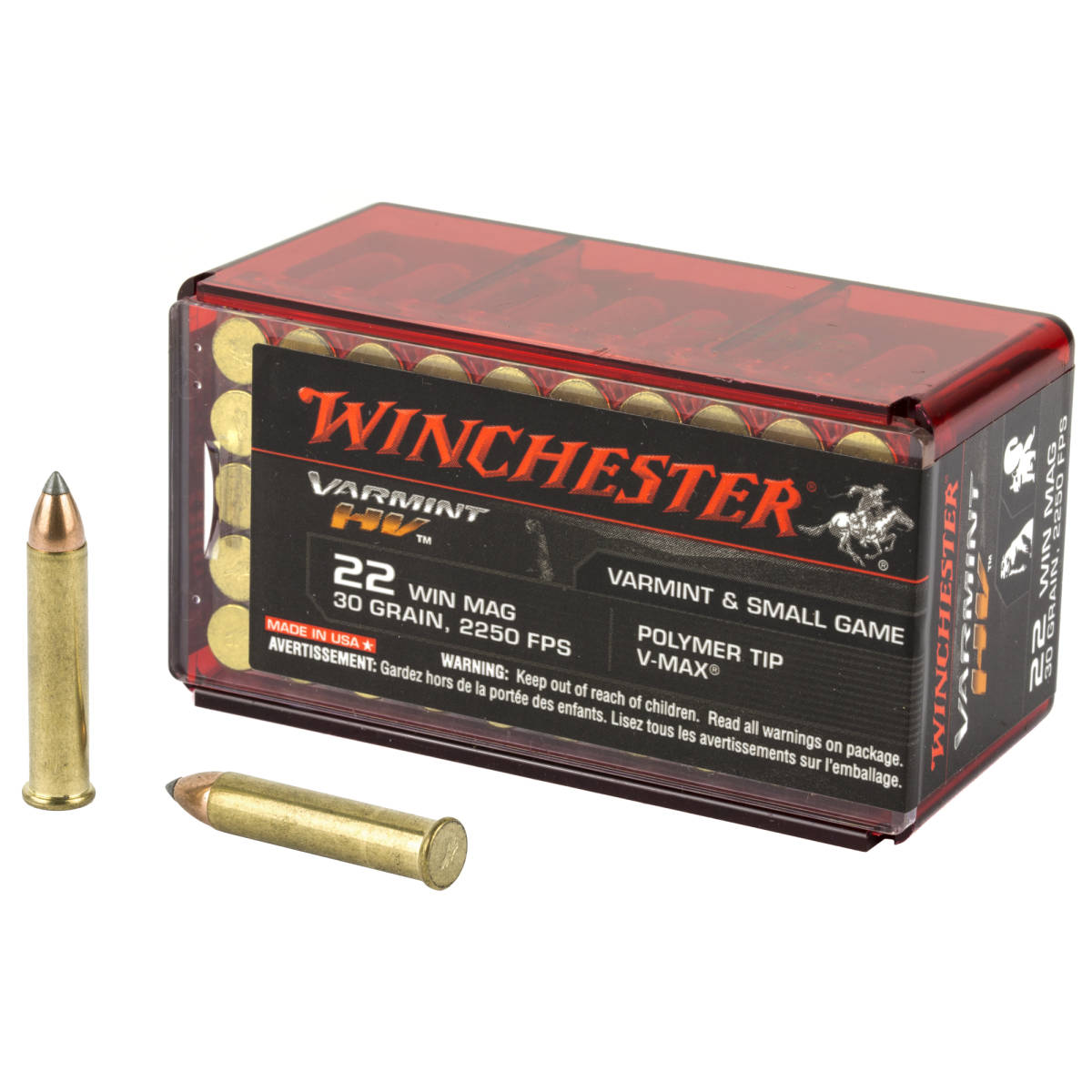 Winchester Ammo S22M2PT Varmint HV 22WMR 30gr Hornady V Max 50 Per...-img-0