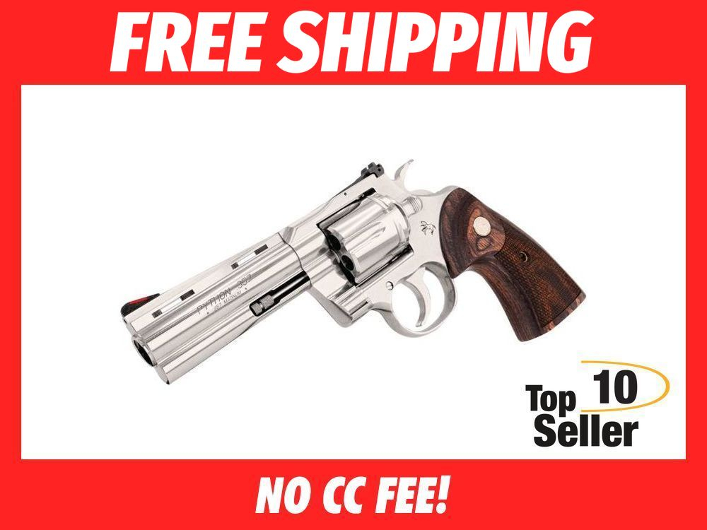 Python Revolver With Multiple View Colt Python 357 Magnum Revolver 6 Round 4.25” Stainless Steel Walnut ...