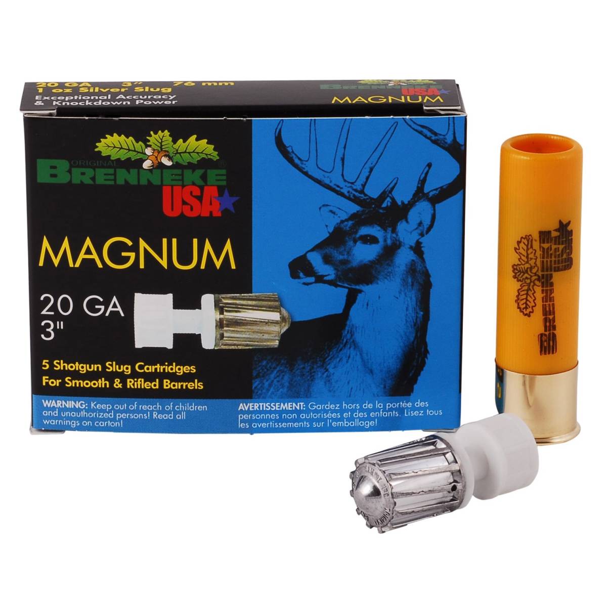 Brenneke SL203M Magnum 20Gauge 3” 1oz Slug Shot 5 Per Box/50 Case-img-0