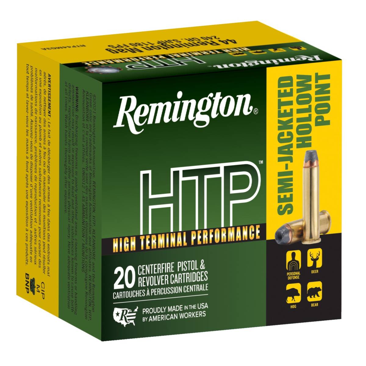 Remington Ammunition 23010 HTP 44RemMag 240gr Semi Jacketed Hollow Point-img-0