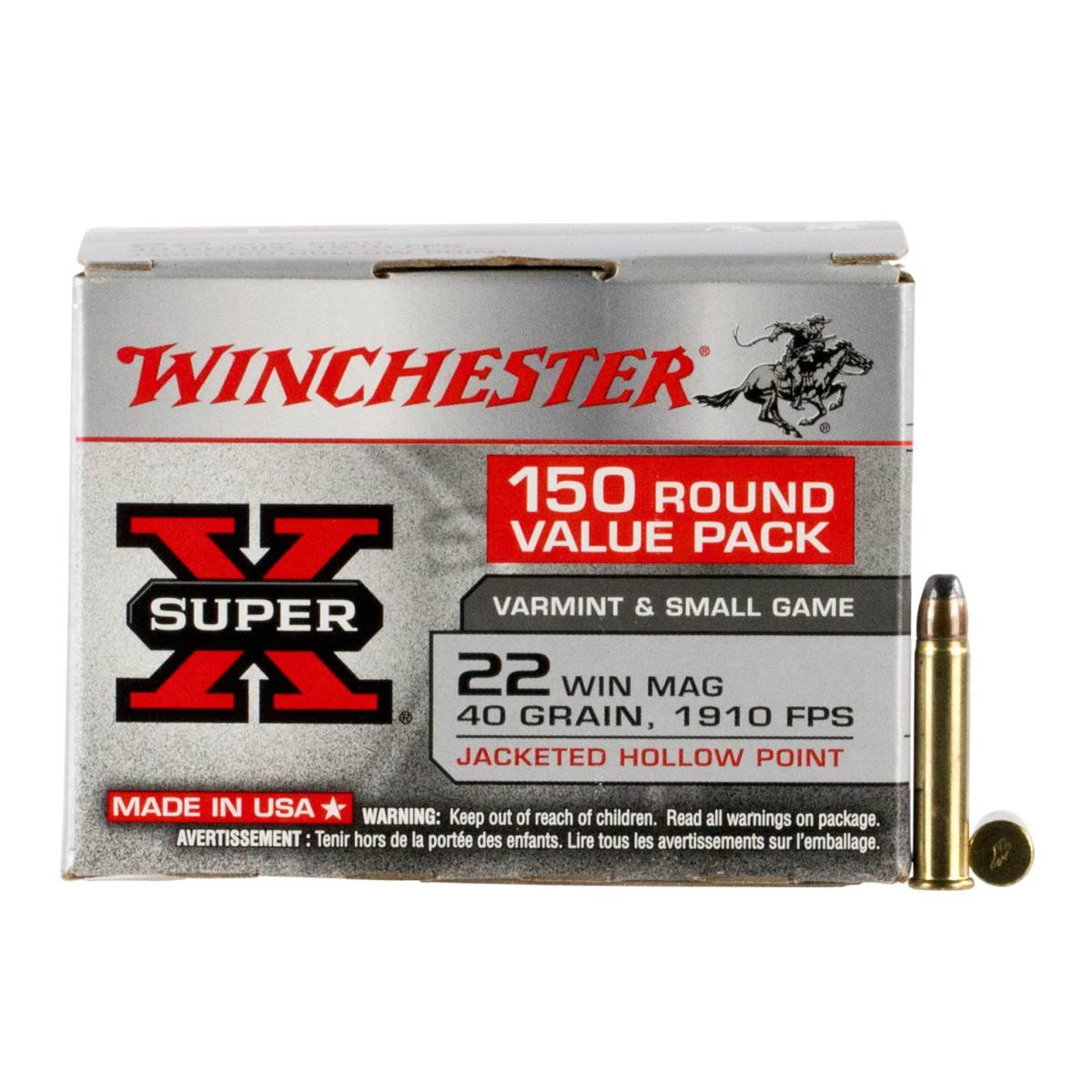 Winchester Ammo X22MH150 Super X Value Pack 22WMR 40gr Jacketed Hollow...-img-0