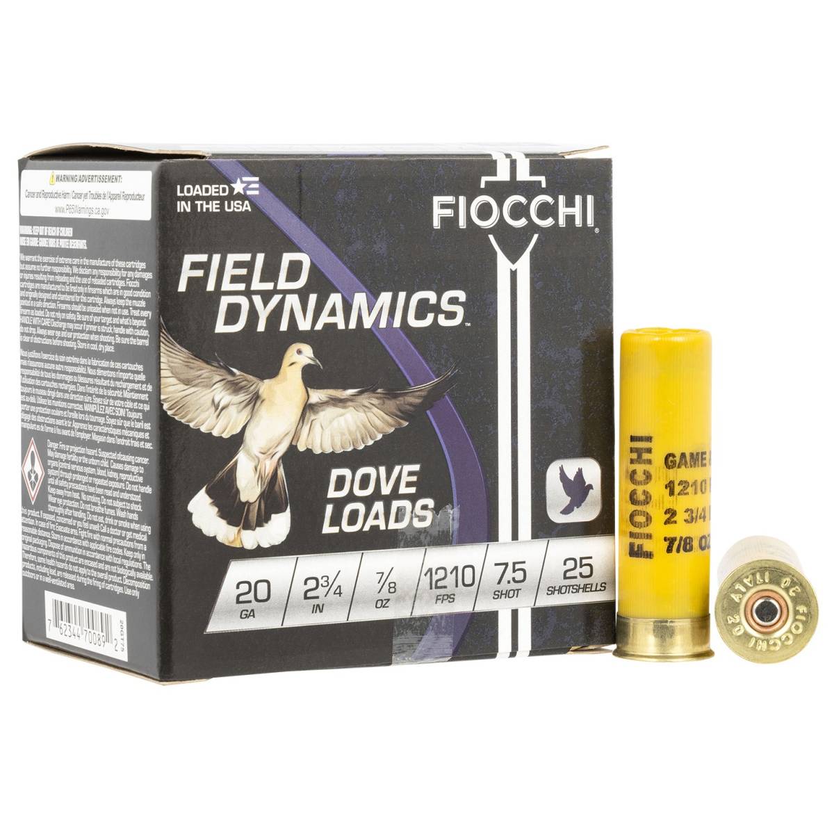 Fiocchi 20GT75 Field Dynamics Dove & Quail 20Gauge 2.75” 7/8oz 7.5Shot-img-0