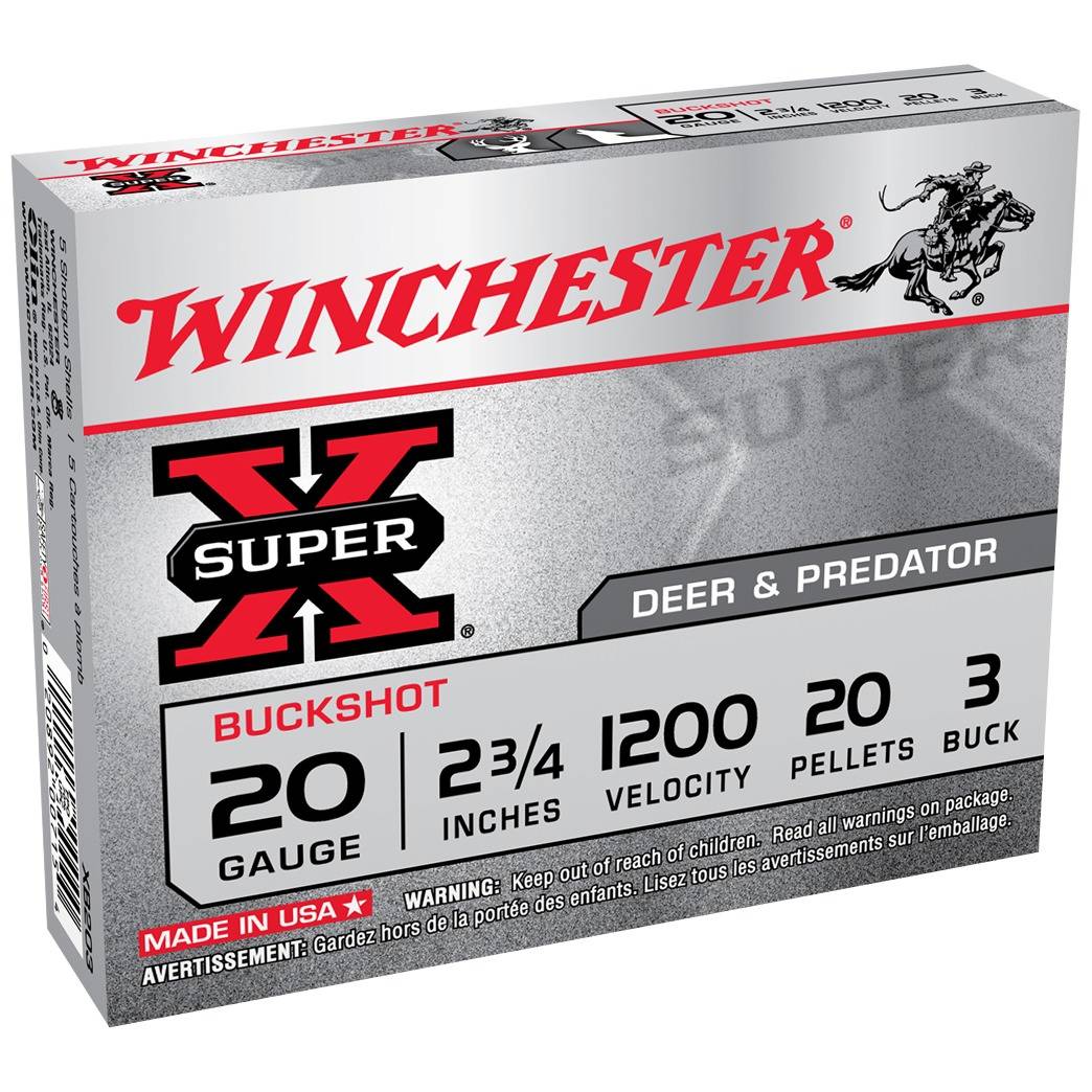 Winchester Ammo XB203VP Super X 20Gauge 2.75” 20Pellets 3Buck Shot 15...-img-0