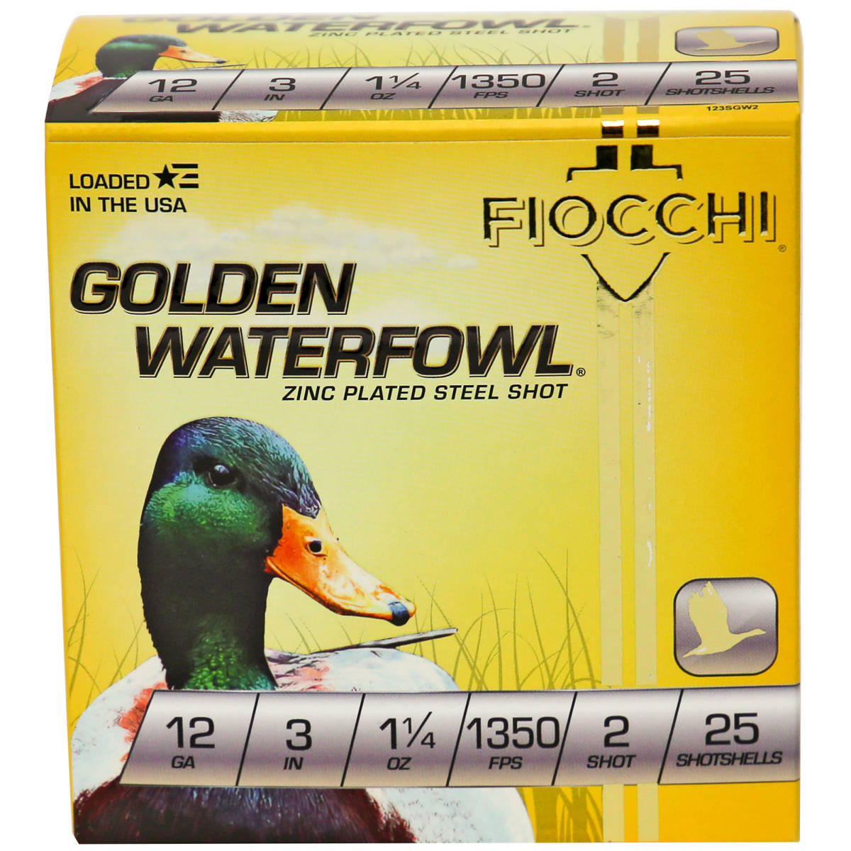 Fiocchi 123SGW2 Golden Waterfowl 12Gauge 3” 1 1/4oz 2Shot 25 Per...-img-0