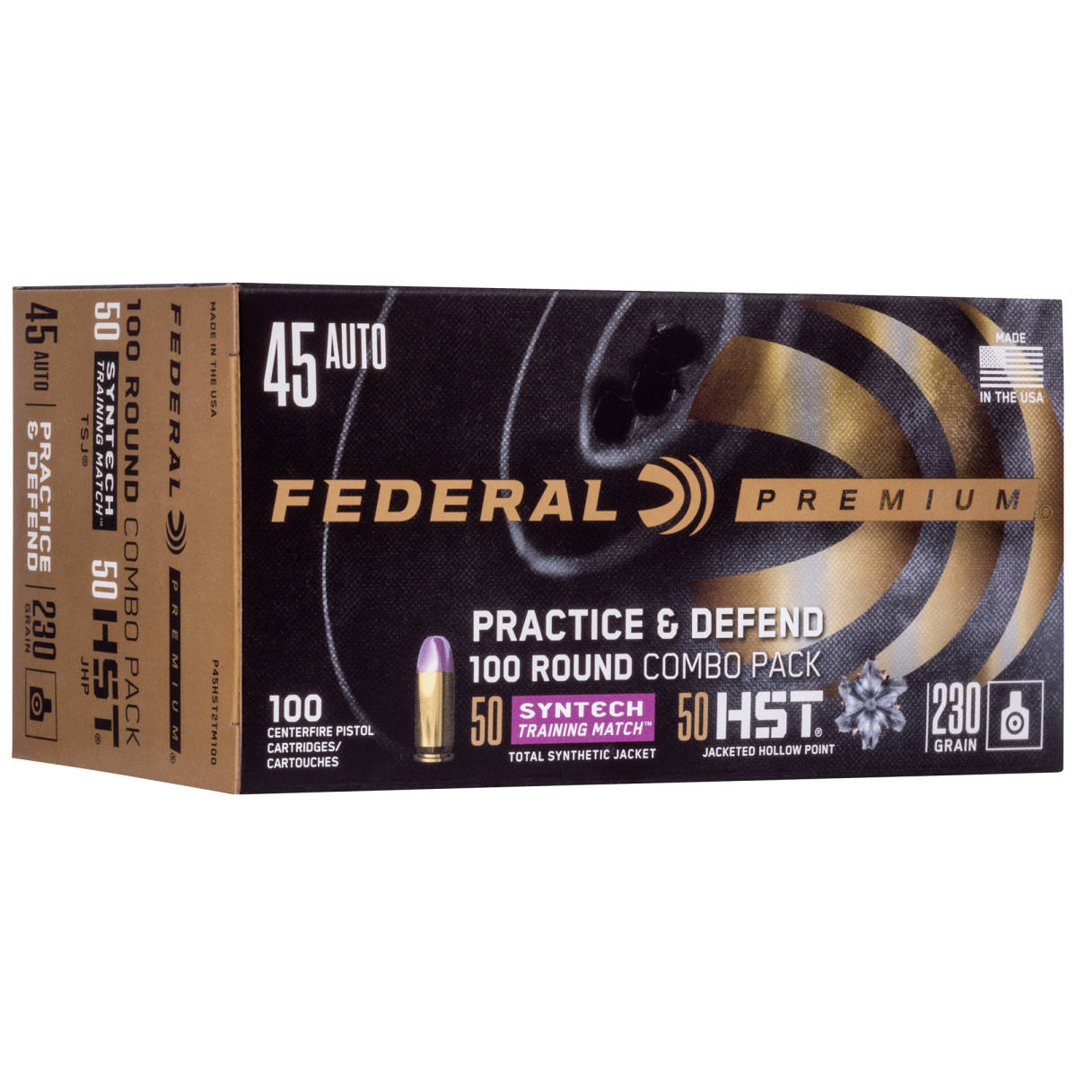 Federal P45HST2TM100 Premium Practice & Defend 45ACP 230gr HST...-img-0
