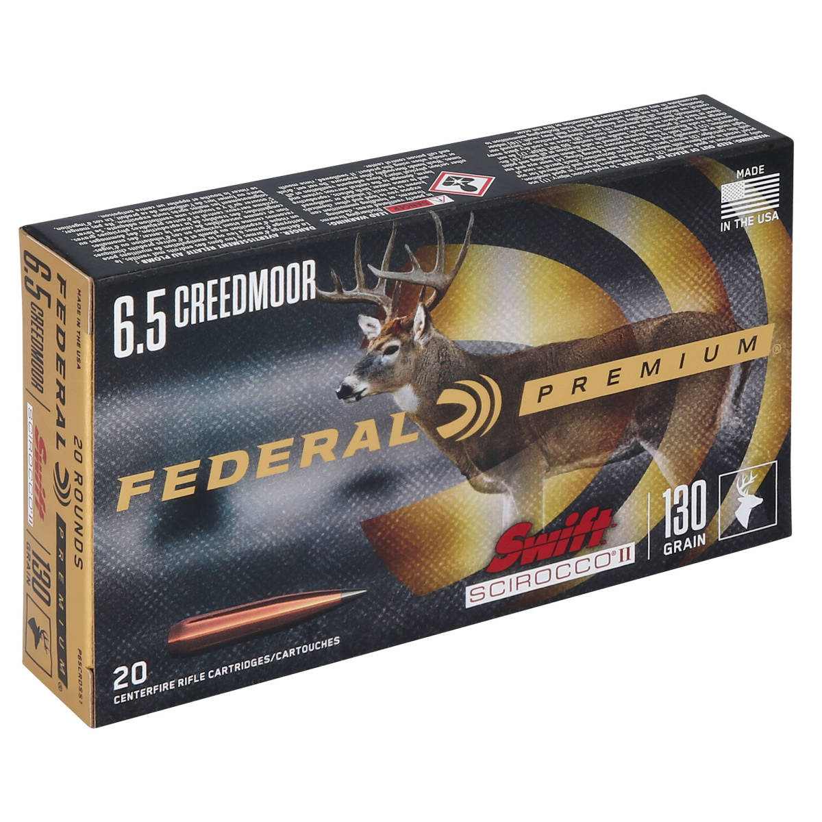 Federal P65CRDSS1 Premium 6.5Creedmoor 130gr Swift Scirocco II 20 Per...-img-0