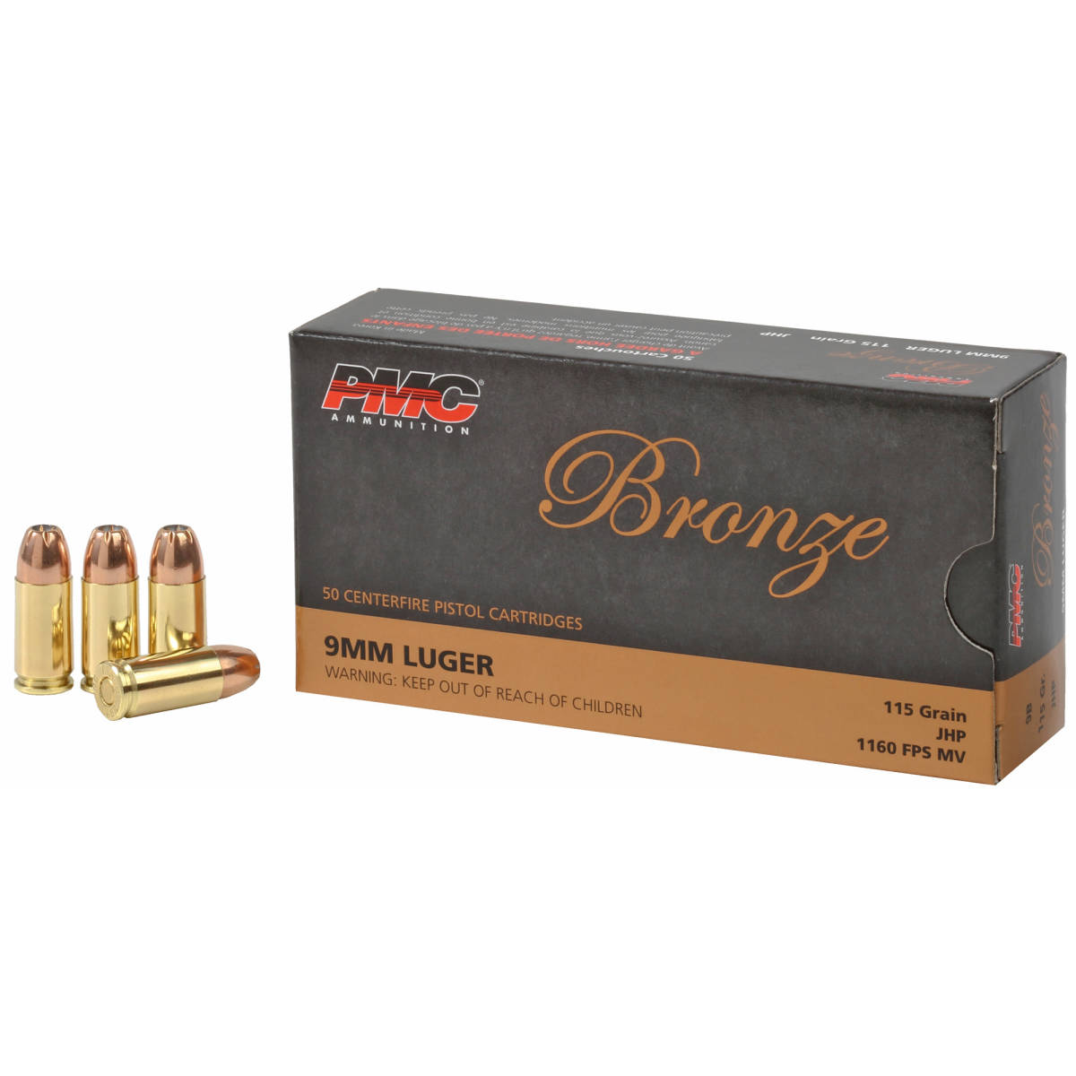 PMC 9B Bronze 9mm Luger 115 gr Jacketed Hollow Point (JHP)-img-0