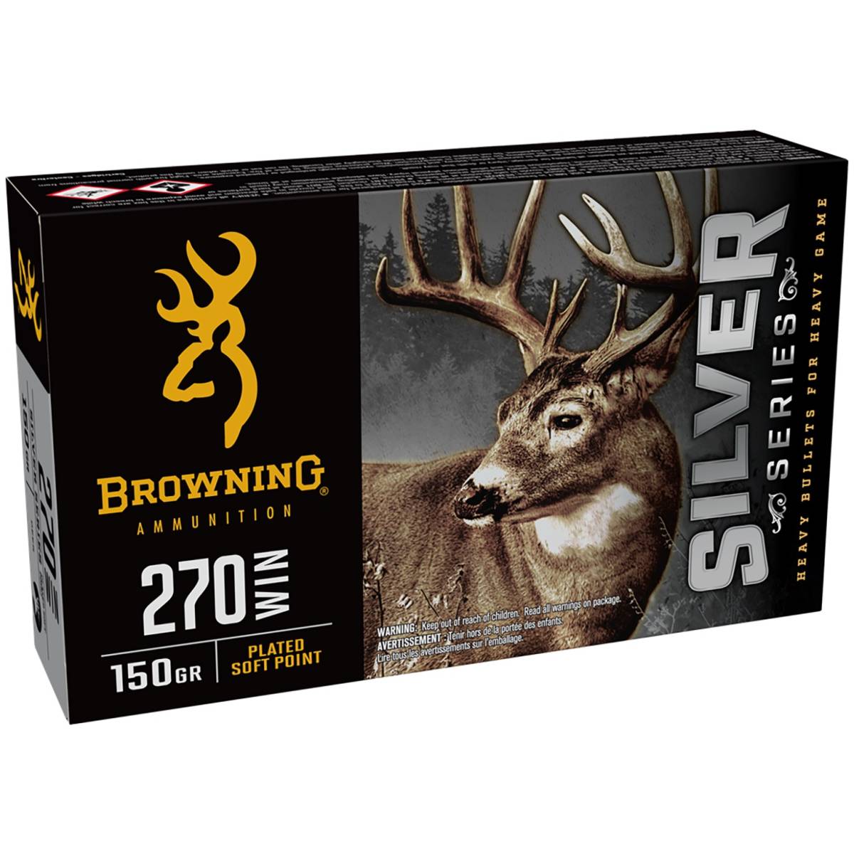 Browning Ammo B192602701 Silver 270Win 150gr Plated Soft Point 20 Per...-img-0