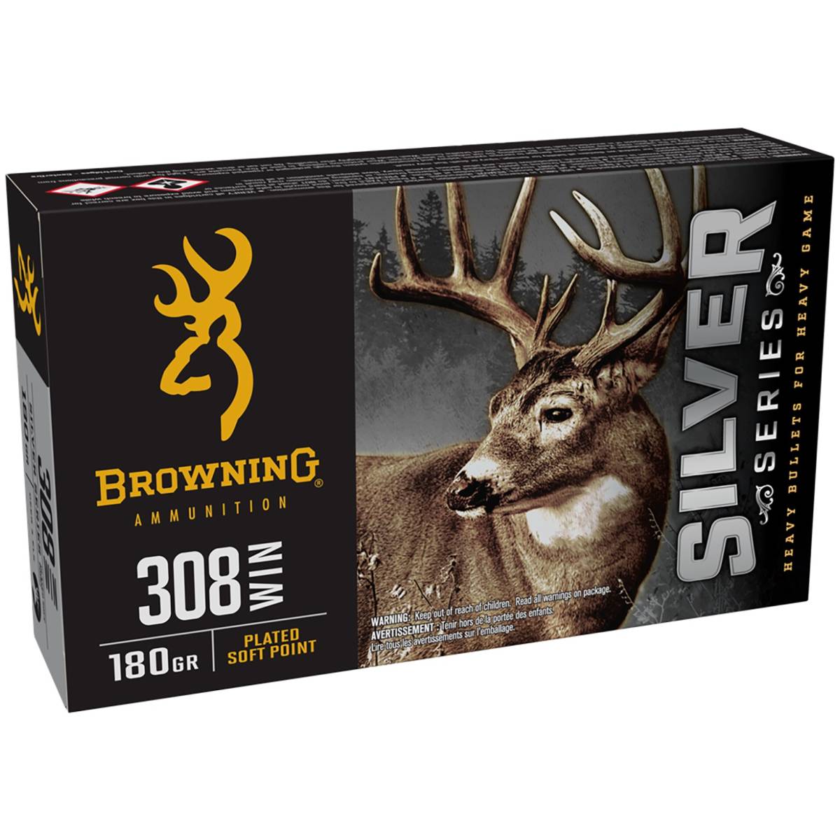Browning Ammo B192603081 Silver 308Win 180gr Plated Soft Point 20 Per...-img-0