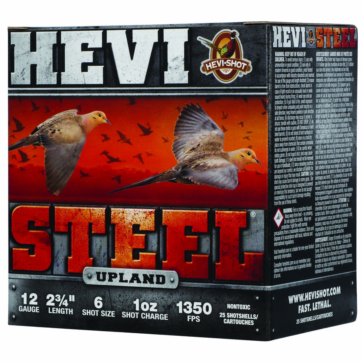 HEVI-Shot HS61266 Upland 12Gauge 2.75” 1oz 6Shot 25 Per Box/10 Case-img-0