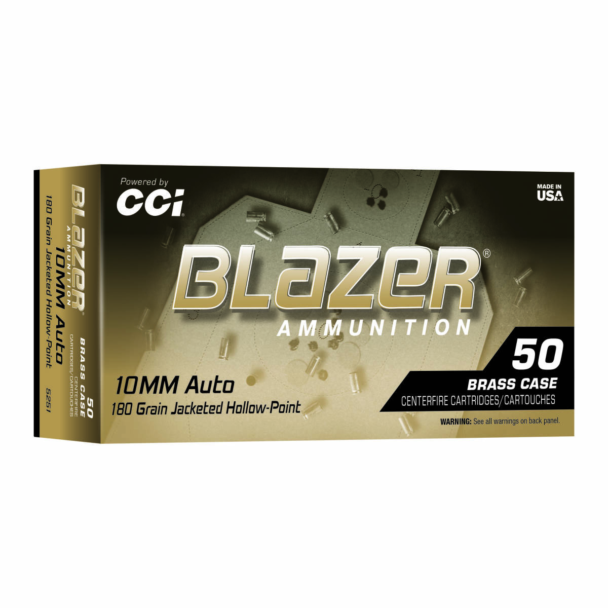 CCI 5251 Blazer Handgun 10mm 180gr Jacketed Hollow Point 50 Per Box/10 Case-img-0