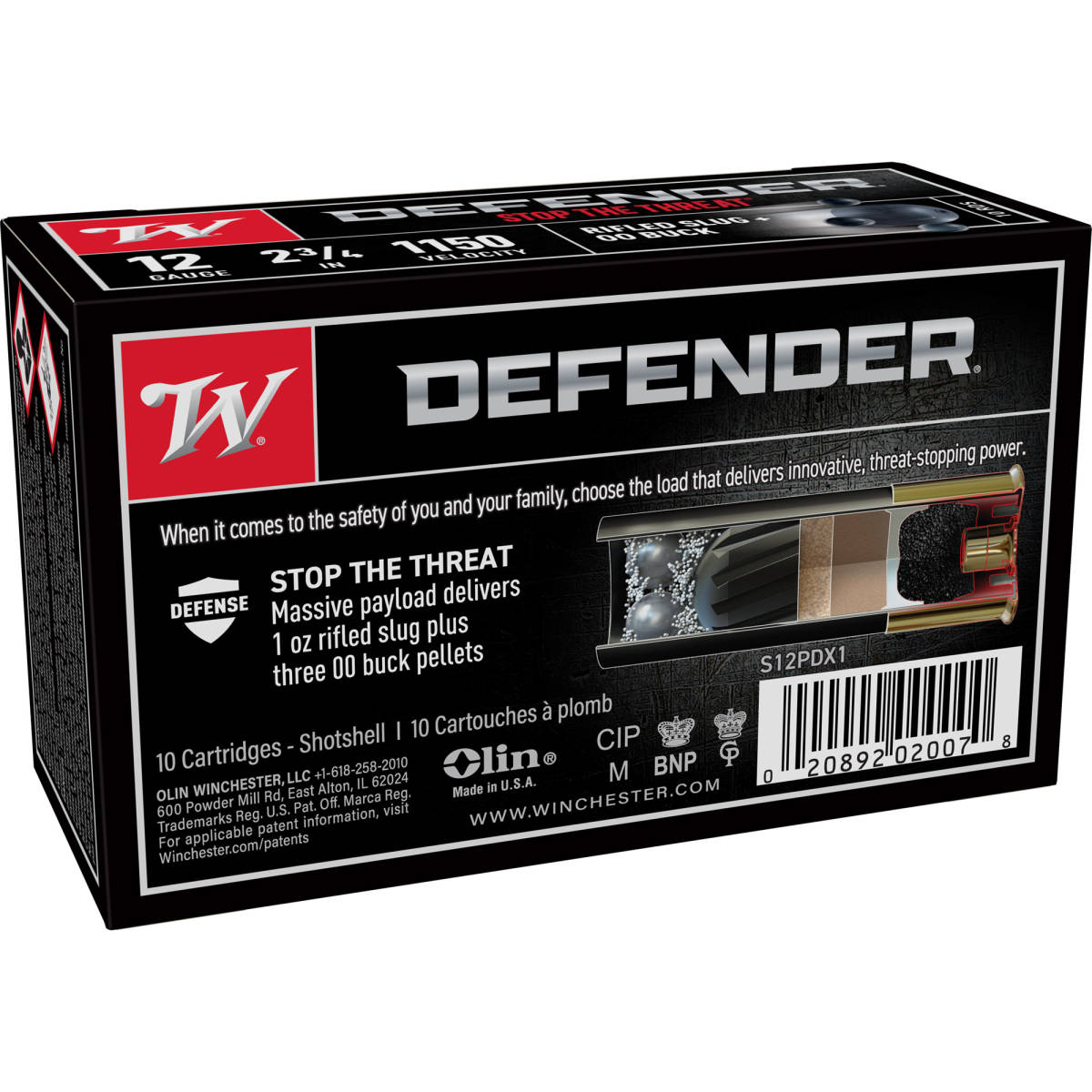 Winchester Ammo S12PDX1 PDX1 Defender Combo 12Gauge 2.75” 1oz Rifled...-img-0