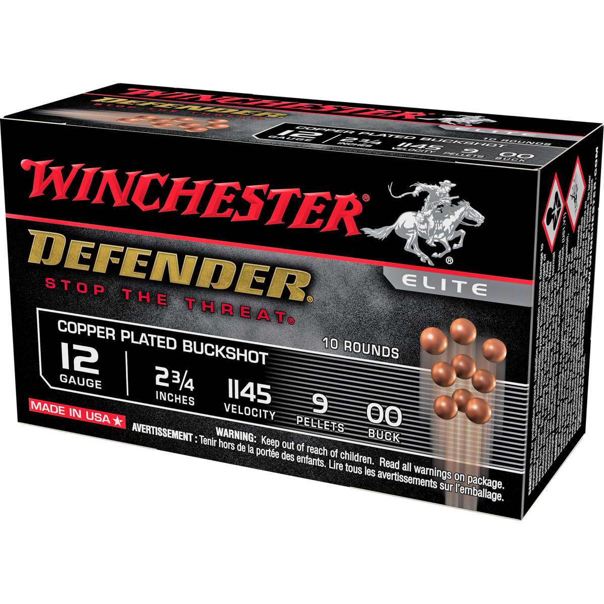 Winchester Ammo SB1200PD Defender 12Gauge 2.75” 9Pellets Copper Plated-img-0
