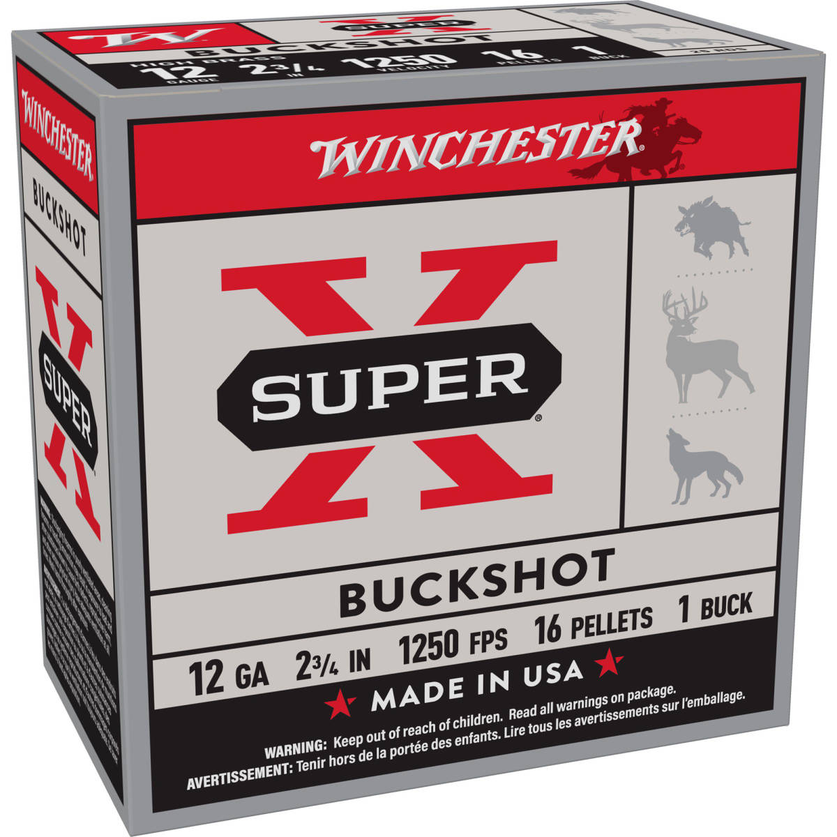 Winchester Ammo XB121VP25 Super X 12Gauge 2.75” 16Pellets 1Buck Shot...-img-0