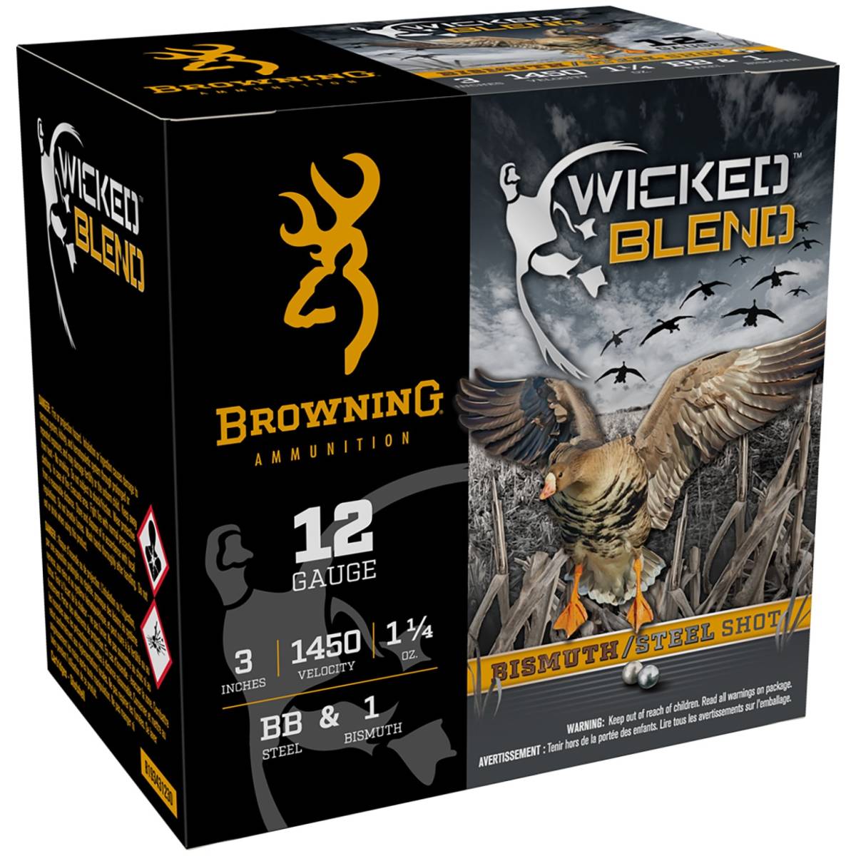 Browning Wicked Blend 12 Gauge 3" 1 1/4 oz BB Steel/#1 Bismuth 25/Box...-img-0