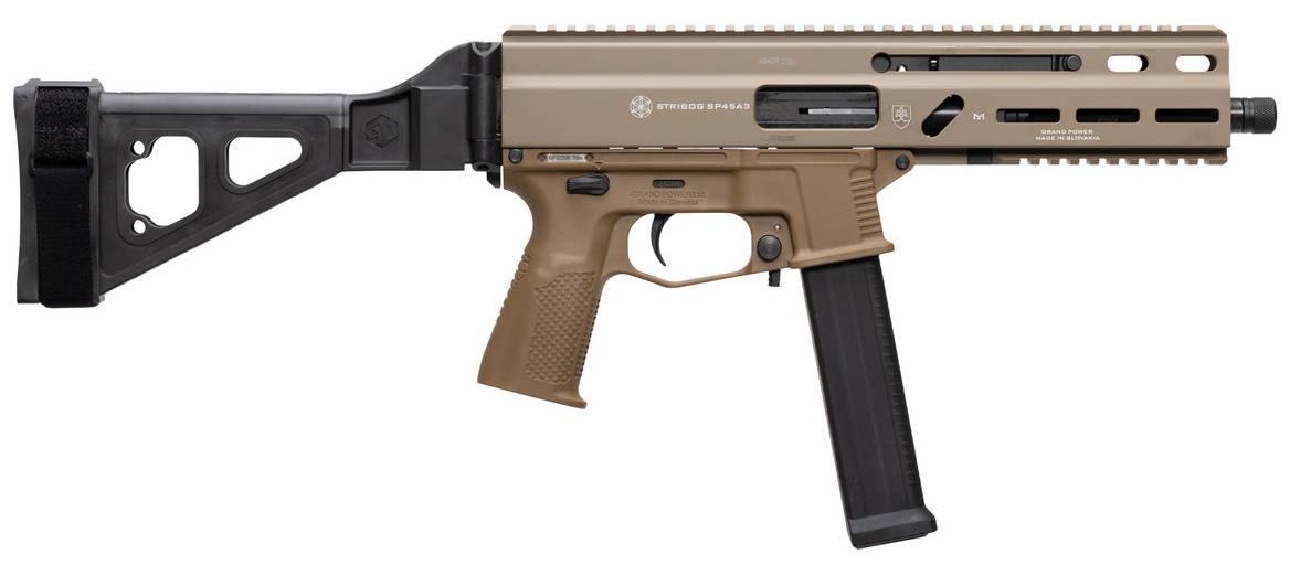 GRAND POWER STRIBOG SP45A3 45ACP 8” BBL 20RD W/BRACE FDE-img-0